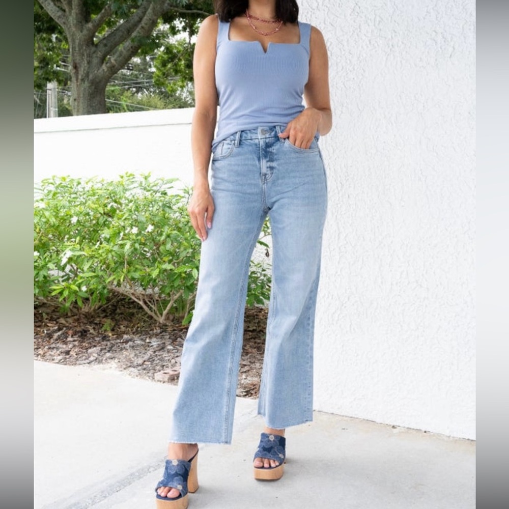 Mica Light Blue Women's Jeans high rise cropped kick flare